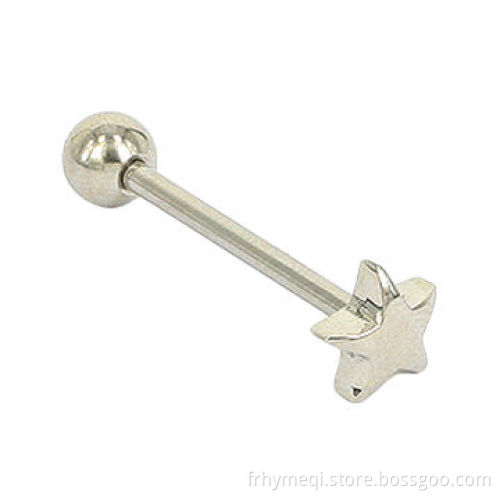 316L Steel Star Tongue Piercing Body Jewelry, Nickel and Lead-free, High-brightness